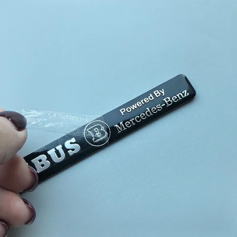 For Benz W206Square & Long Thin Aluminium Label Sticker Car Emblem for Mercedes Benz Maybach AMG Star Wheat B Badge Logo Black Silver