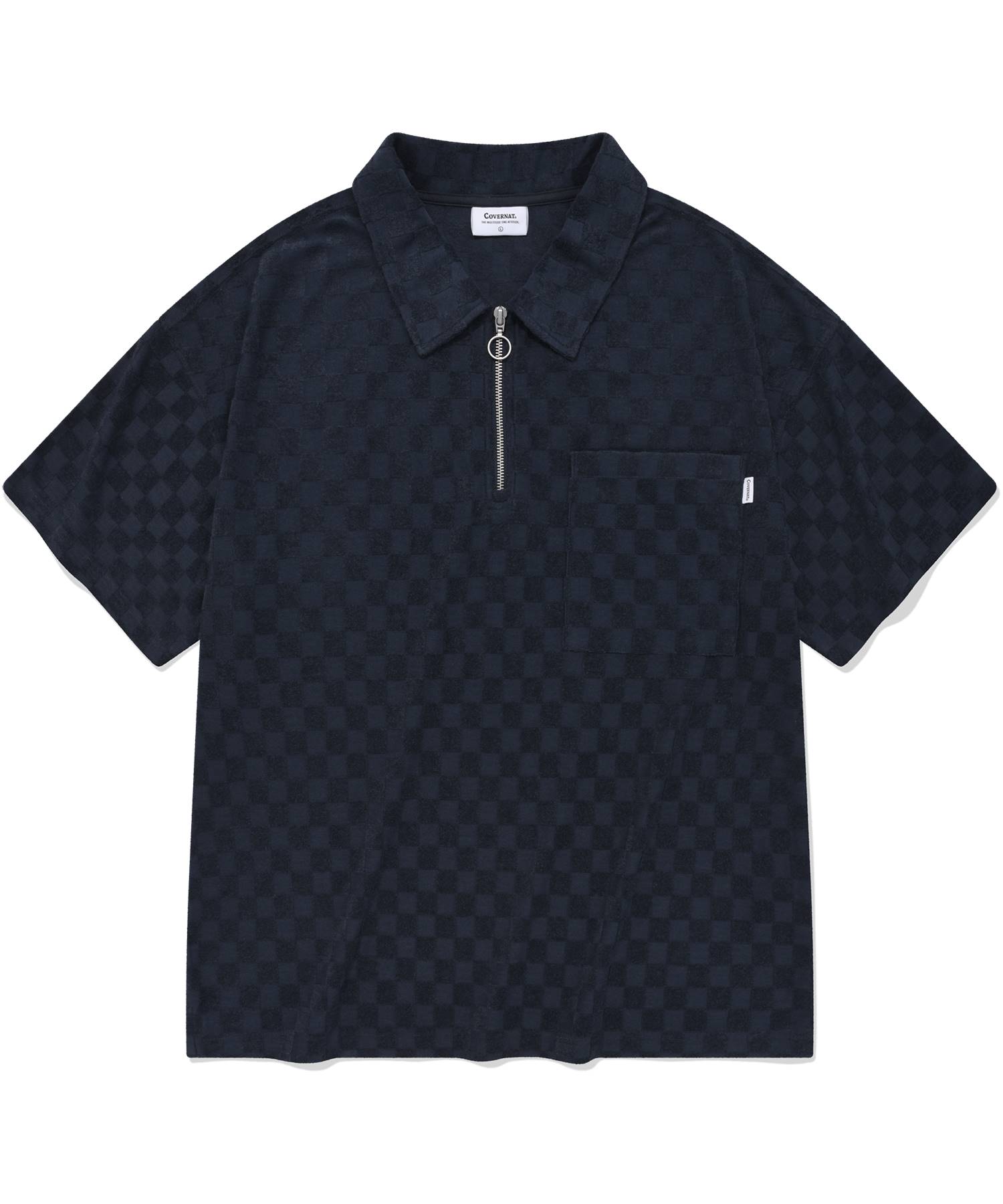 Checkerboard Collar T-Shirt Navy Navy/L