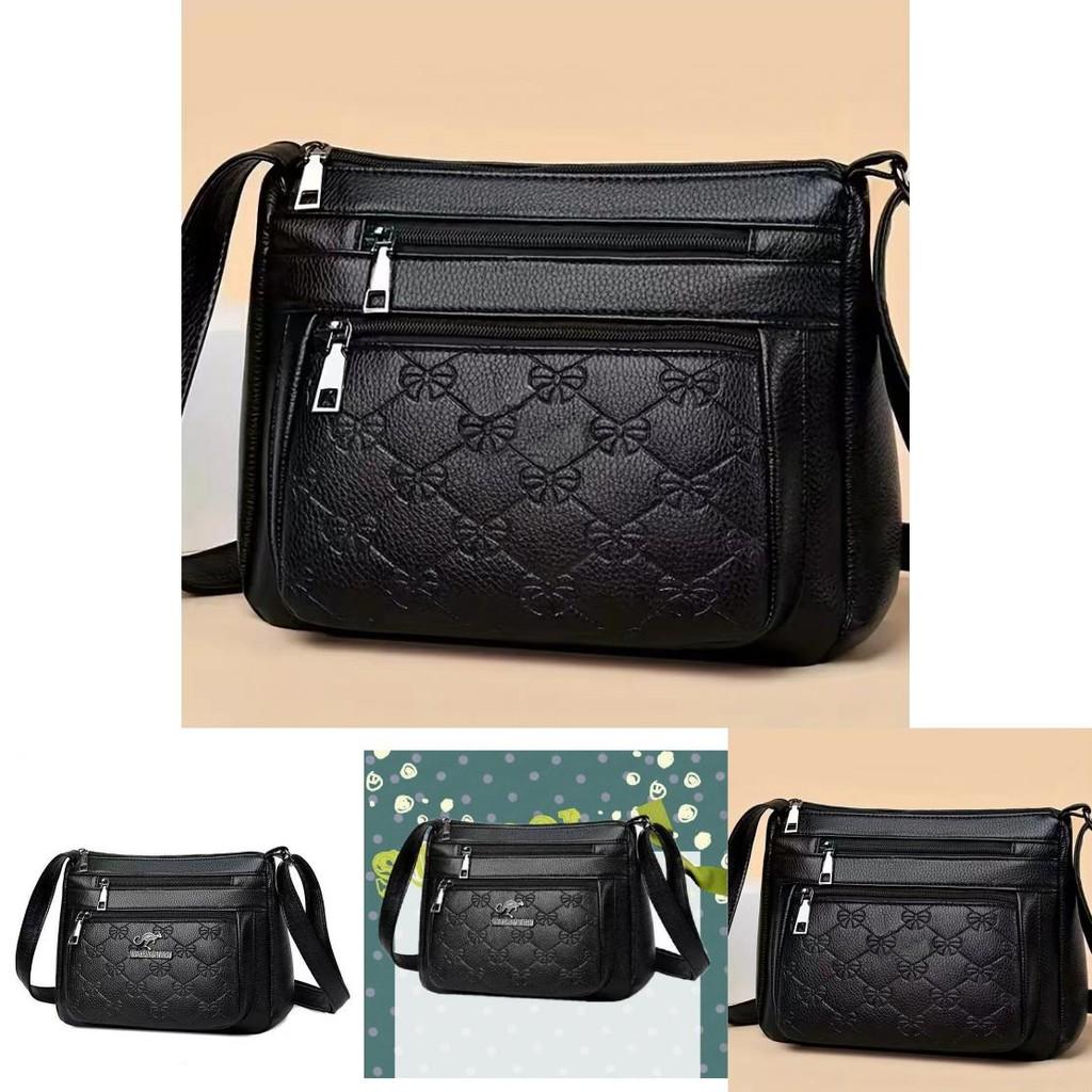 Pu Leather Middle Aged Womens Shoulder Bag With Zipper Pocket For Daily Use