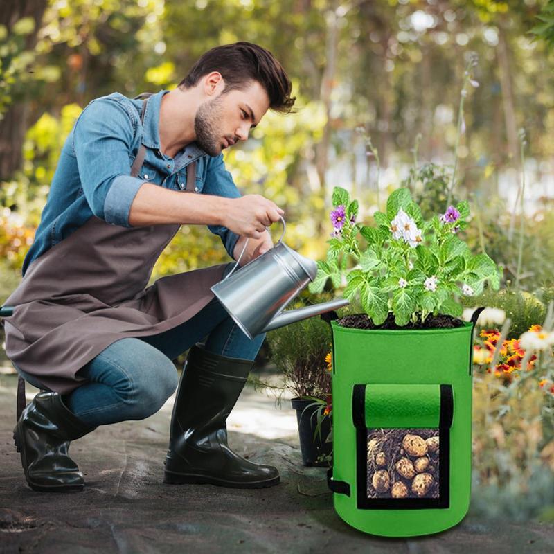 

Potato Planting Bag Non-woven Fabric Growing Bags For Potatoes Planting Bucket With Harvest Window For Taro Radishes Carrots S