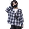 Chłopięca Kurtka w Kratę z Kapturem i Długim Rękawem - Styl Koreański Wiosna/Jesień