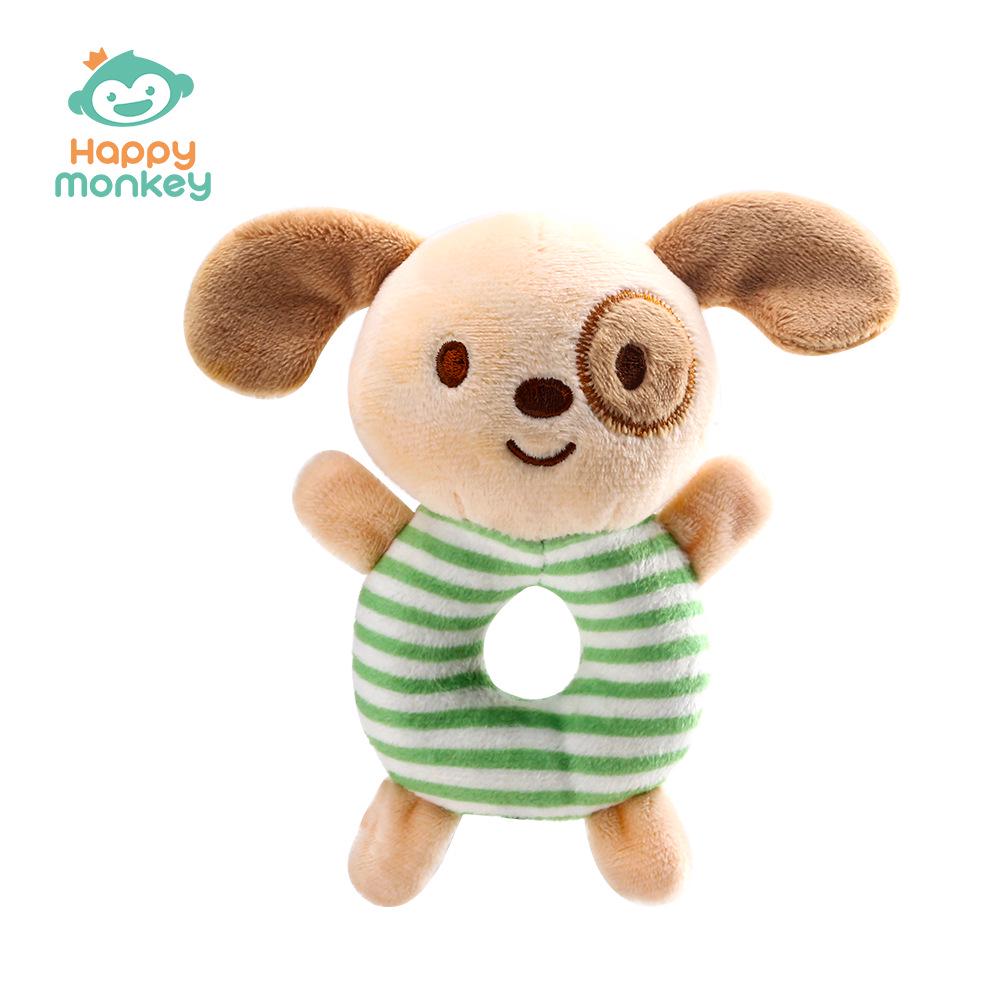 Happy Monkey Baby Plush Rattle and Teether Toy for Newborns