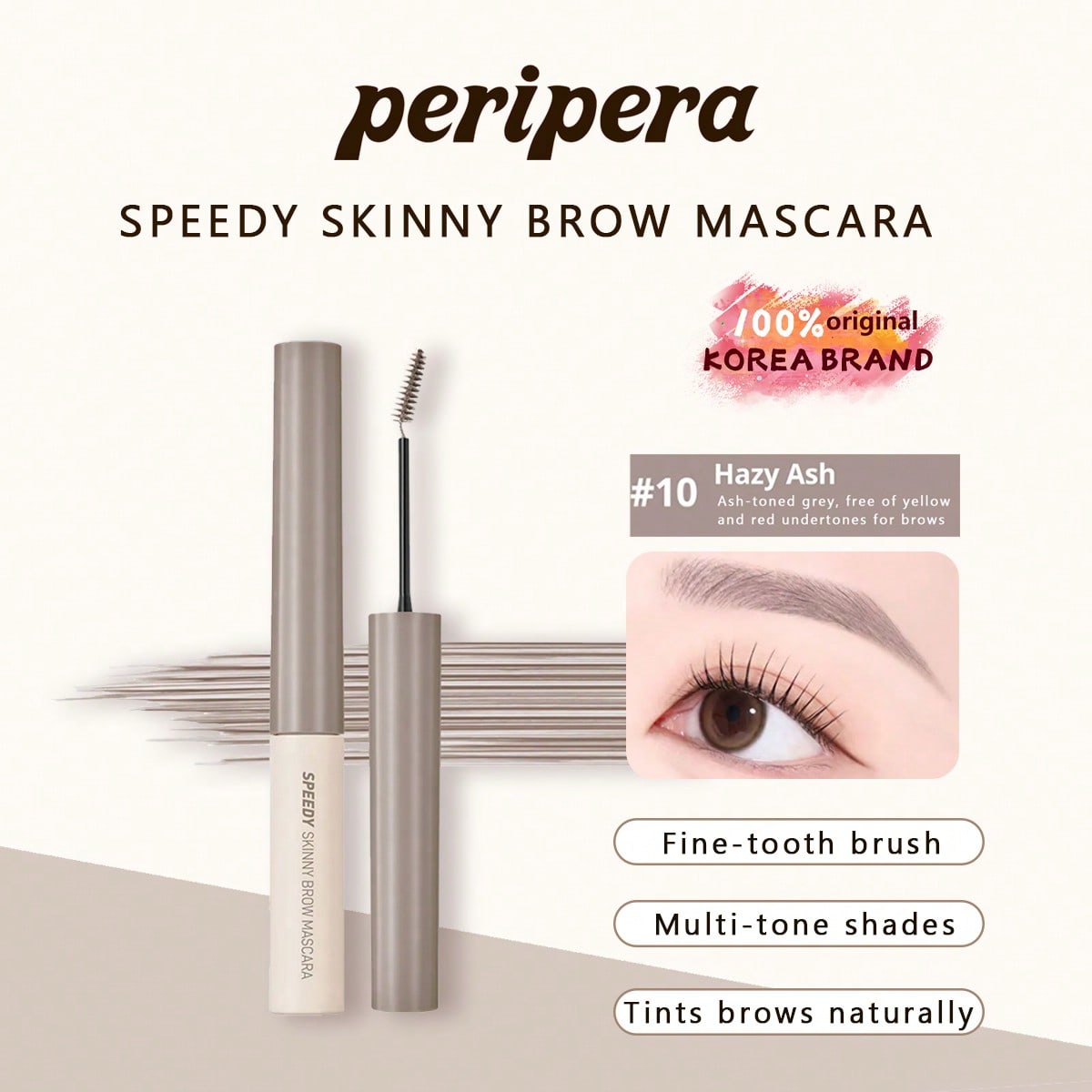 PERIPERA SPEEDY SKINNY SZEMöldökspirál 07-11, Egyenletes Fedés, Nem Csomósodik, Könnyű Felvitel, Koreai Szépség, Koreai Smink 10 Hazy Ash