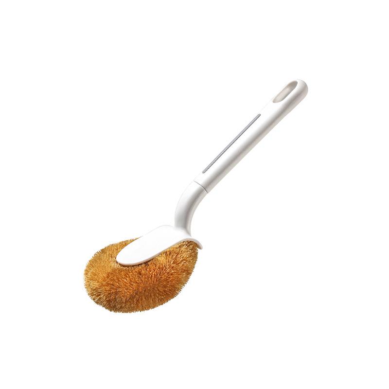 

Бытовая щетка для мытья посуды с длинной ручкой, кухонная термостойкая щетка для чистки из кокосовой пальмы, чудо для мытья посуды и удаления пятен белый