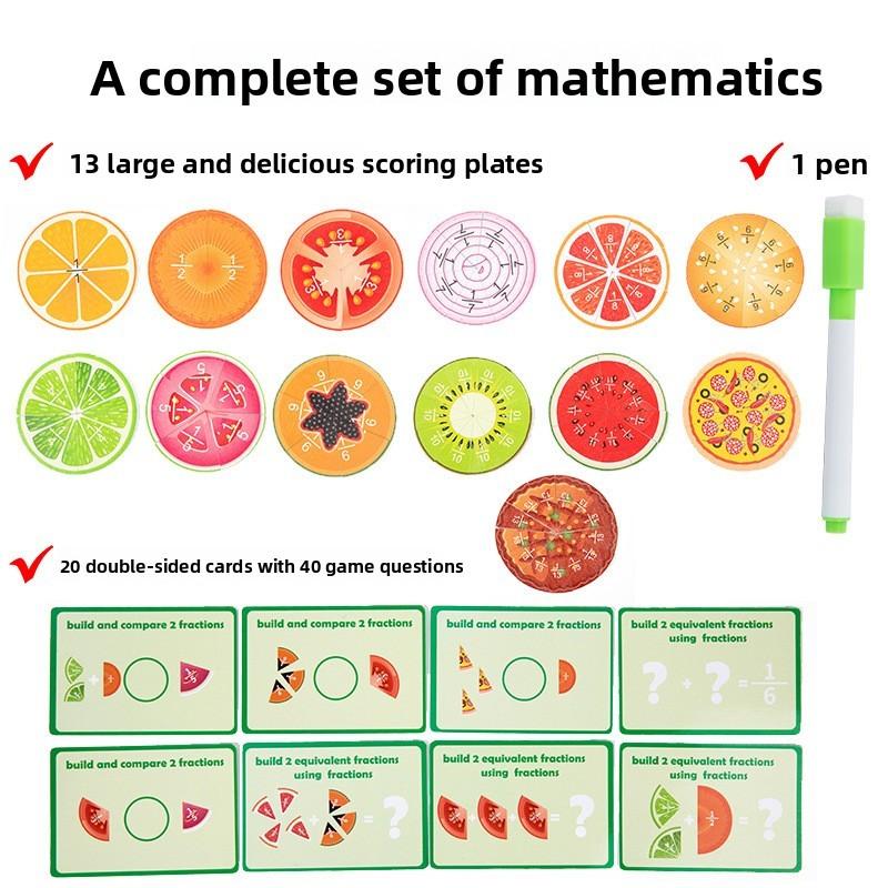 Kids Fruit Educational Fraction Board For Early Childhood Math Skills Building