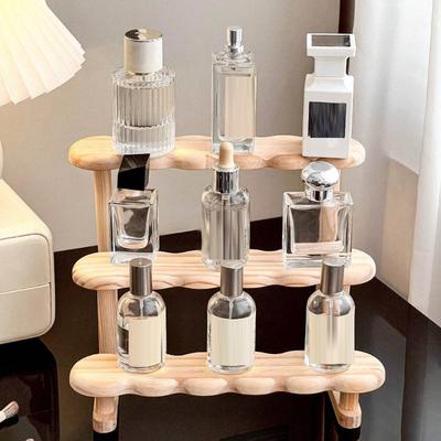 2-3 Tier Display Riser Stand Wooden Shelf for Perfume Organizer Perfume Display Shelf Figure Display Case Dolls Storage Rack New