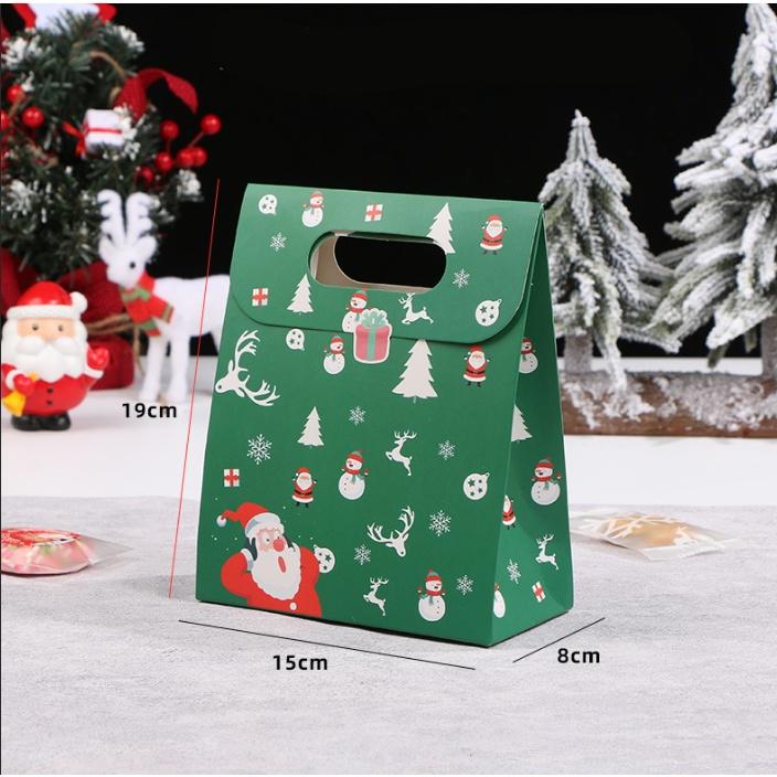 Kraft Paper Bag Christmas Packaging Gift Paper Handbag Santa Claus Snowman Pattern Merry Christmas Home Party Decor Candy Bag