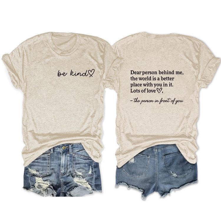 Front and rear printed short-sleeved DEAR PERSON BEHIND ME loose fashion T-shirt S