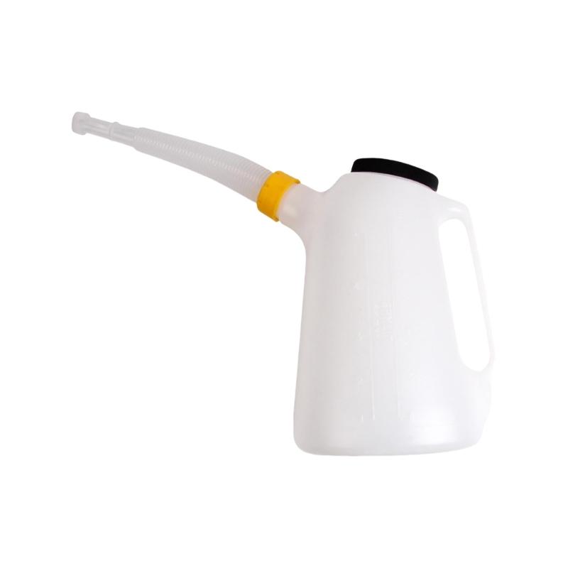 Portable 5 Liter Oil Container Graduated Scale Markings With Ergonomic Handle Leakproof Caps For Motorcycle And Vehicles 5L