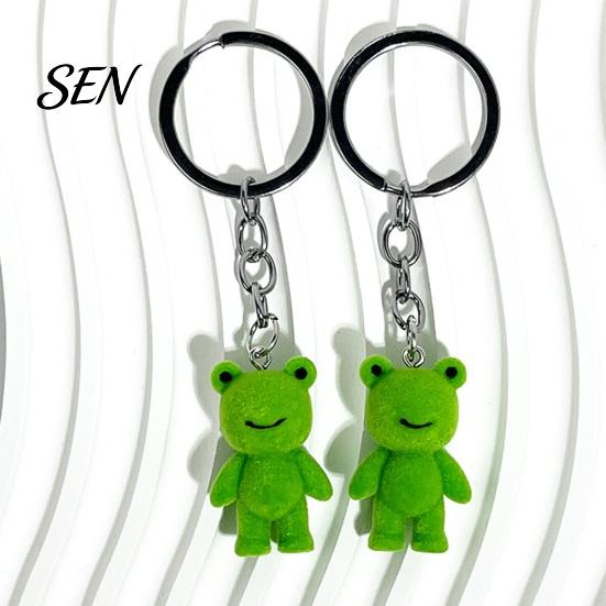 Hanging Frog Keychain Flocked Resin for Backpacks, 3D Plush Decorative Key Animal Ring, Ornament Bag Charm, Gift Lovers Backpacks