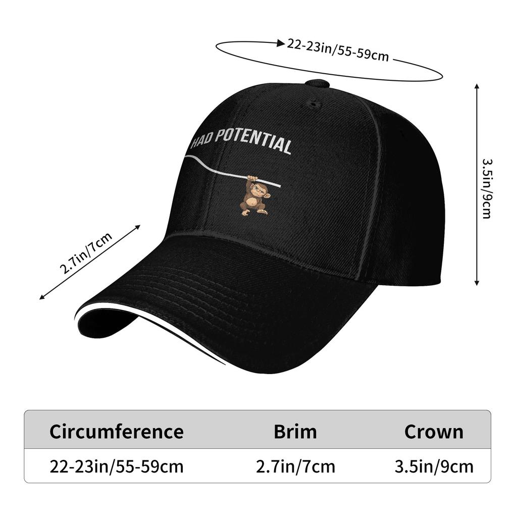 Funny Physics Punch Monkey I Had Potential Energy Science Sun Baseball Cap Summer Cool Hip Hop Hats Men Camping Baseball Caps
