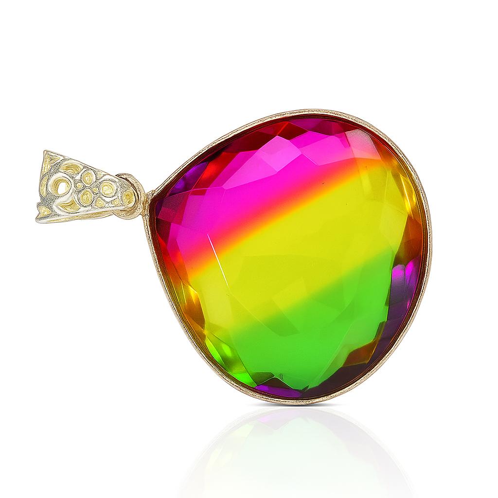 

77 Ct Bi-Color Tourmaline 925 Sterling Silver Pendant Certified Gemstone Jewelry AI-42-NS 39.5 mm approx