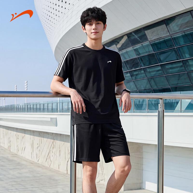 Guirenniao 2026 Summer Men s Ice Silk Short Sleeve Shorts Set 4XL