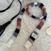 Luochi Knitwear Autumn/Winter Mohair Color Block Stripe Scarf - Unisex Y2K Sweet and Spicy Girl Style