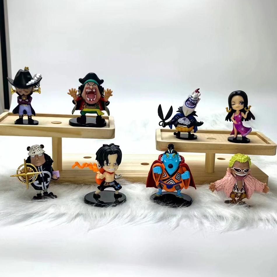 Anime One Piece 8pcs Figures Model Dolls Toys Cute Luffy Oka Shichibukai Ace Boa Hancock Jinbe Collection Toys Full Set
