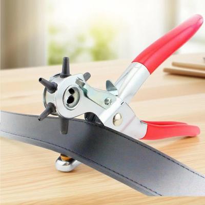 New Durable 6-Size Leather Hole Punch Carbon Steel Portable Belt Hole Puncher Revolving Leather Punch Plier Watchband Strap
