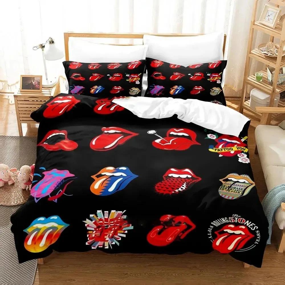 

Комплект постельного белья с логотипом Rolling Stones 3D-печать Пододеяльник Комплект для кровати Покрывало Наволочка Одеяло Размер кинг/квин для мальчиков/взрослых 70x133cm 2pcs
