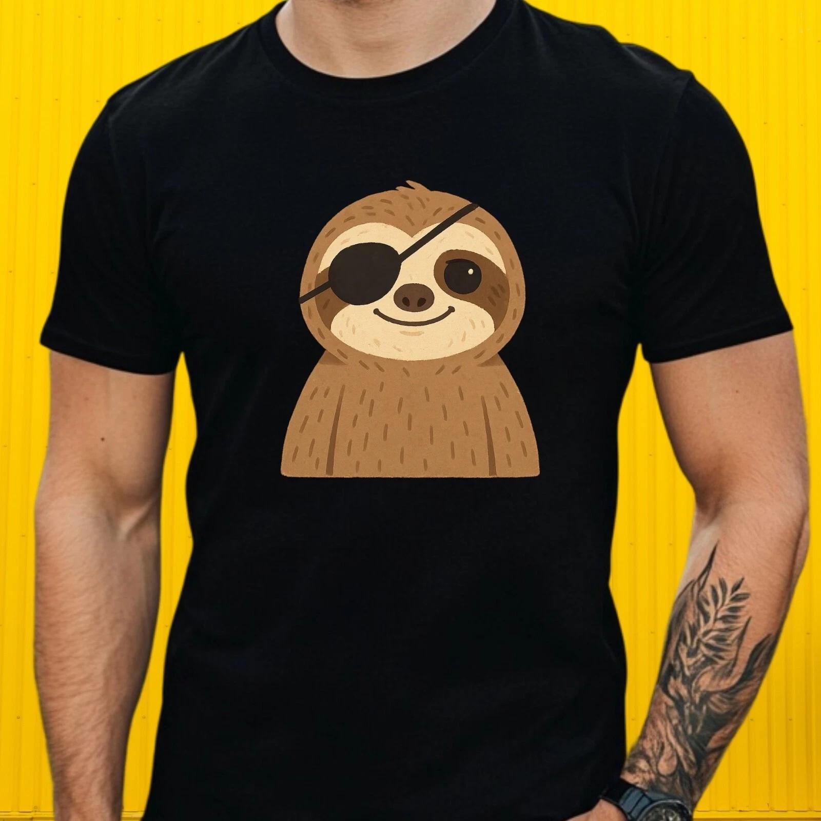 T-Shirt Herren Piraten Faultier Motiv Baumwolle Größe S bis 5XL XXXL