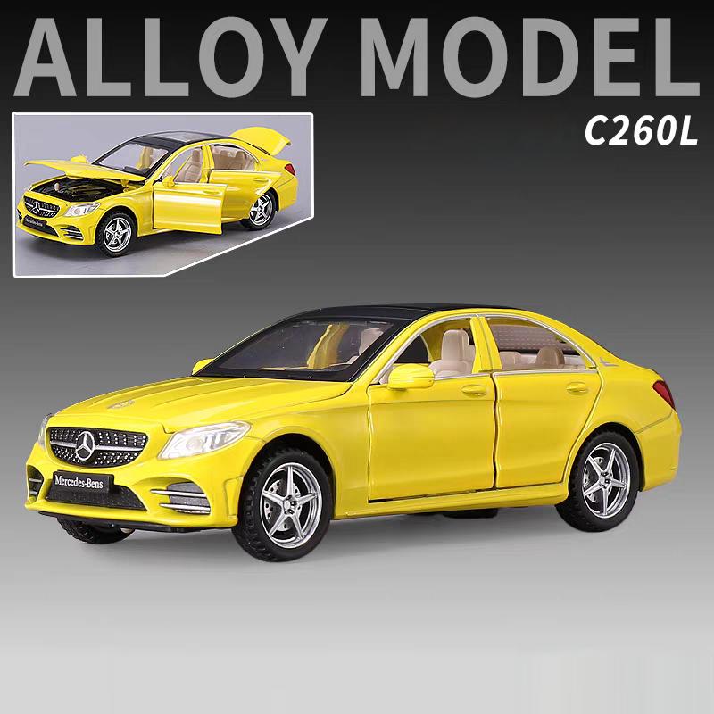 Mercedes Benz C260L Simulation Diecast & Toy Vehicles Sounds & Light Pull Back Car 1:32 Alloy Model Gifts For Children