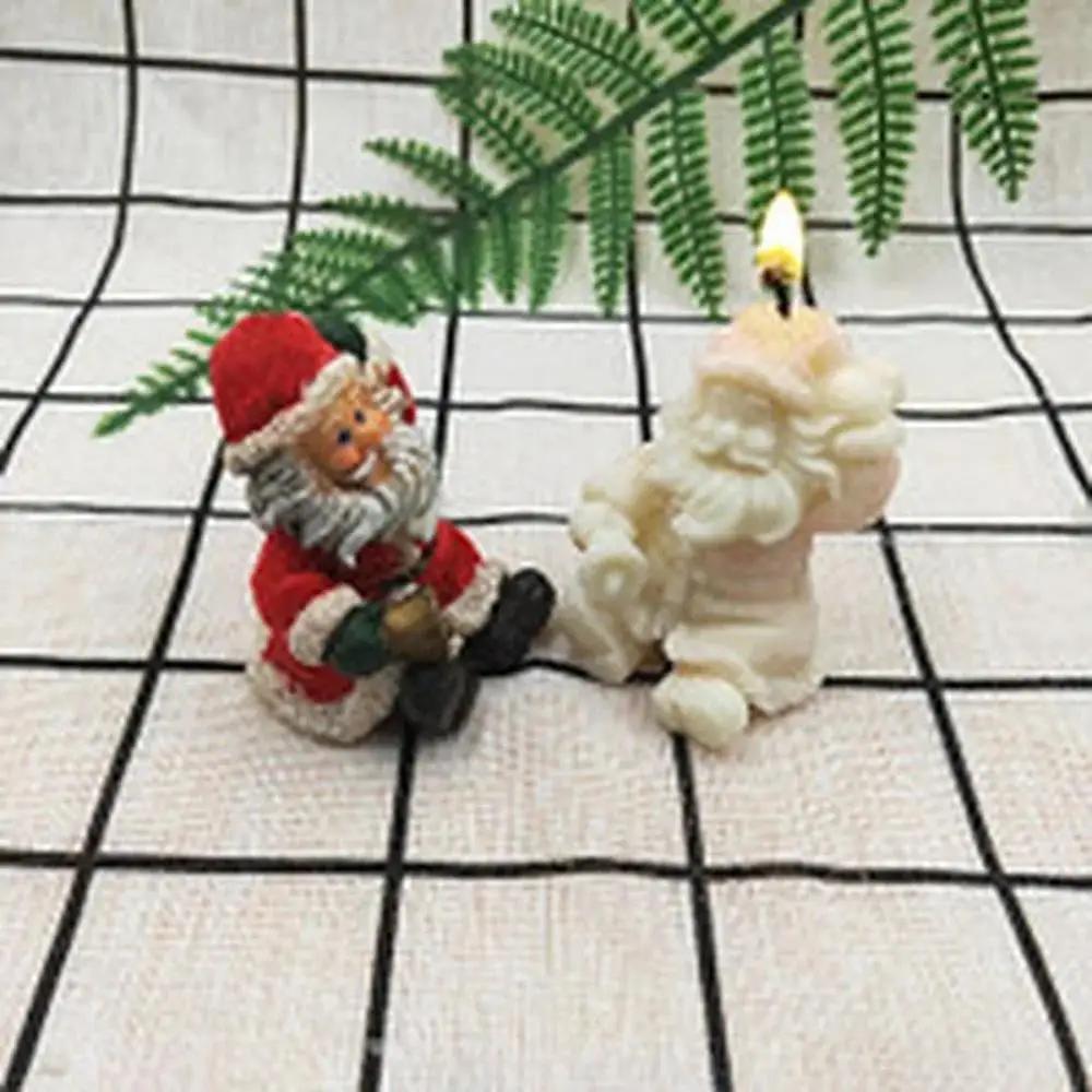 New Silicone Candle Moulds Handmade Crafts DIY Father Christmas Candle Shape Aromatherapy Soap Mould Cake Home Decoration
