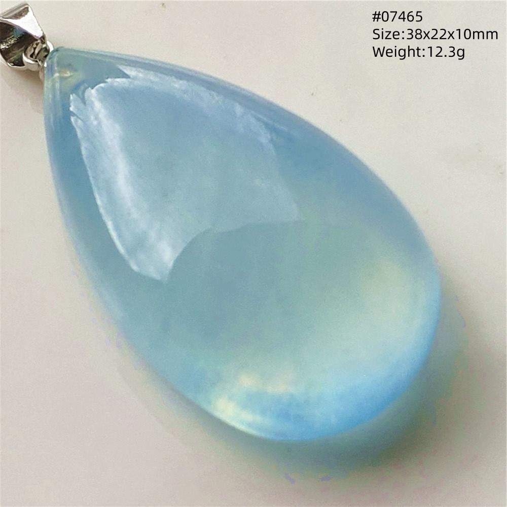 Natural Blue Aquamarine Oval Pendant Jewelry For Women Men Dark Aquamarine Necklace Fashion Brazil AAAAAA