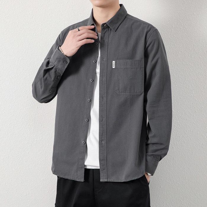 

Pure Cotton Long-sleeved Shirt Men s New Casual American Loose Work Shirt Jacket M