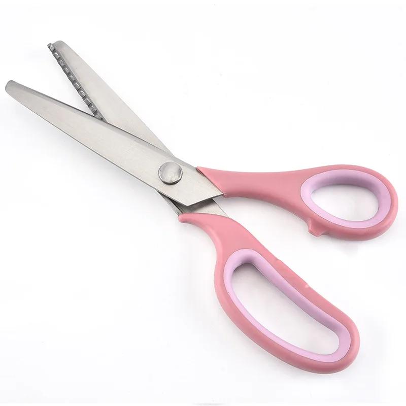 Sewing Zigzag Scissors Tailor 2CR13 Stainless Steel PP+TPR Handle Triangular For Fabric Needlework Cutting Dressmaker Shears