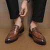 Loafers Men PU Stone Pattern Low Heel Cover with Pointed Business Dress Shoes Anti Slip Classic Men's Shoes Large Sizes 38-48