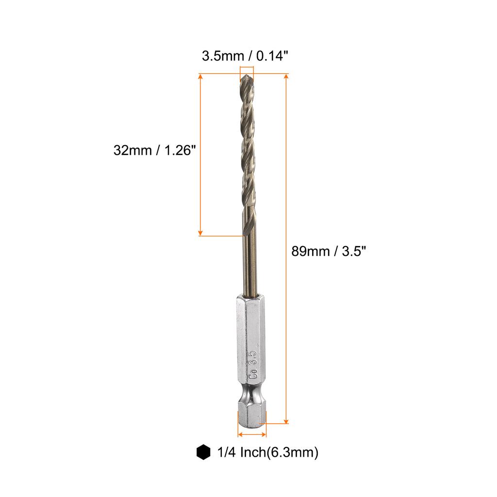 4pcs 1/1.5/2/2.5/2.8/3/3.2/3.5/4mm Twist Drill Bit M35 HSS Cobalt with Quick Change 1/4" Hex Shank Jobber Drill Bit for Metal