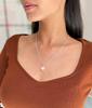 Natural Moonstone Elegant Necklace Sterling Silver Cushion-shaped Layering Necklace for Women Square Crystals Office Wear Simple Jewelry