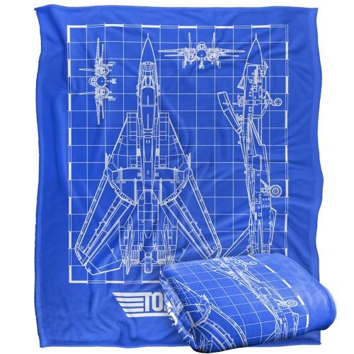 Top Gun Fighter Jet Blueprint Blanket