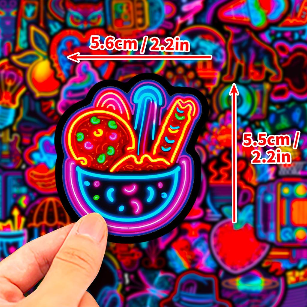 50pcs Neon Small Fresh Stickers Cross-border Creative Small Fresh Ins Wind Neon Stickers Personalized Graffiti Stickers