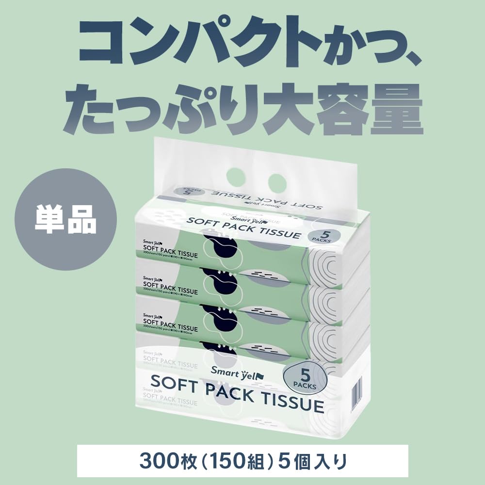 IRIS PLAZA Soft Pack 300 sheets x 5 Smart Yell Tissues, (150 pairs) packs,