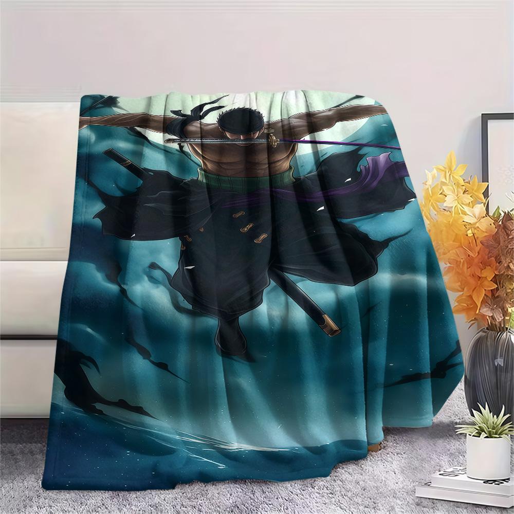 1PC Roronoa Zoro Patterned Flannel Blanket Suitable For All Seasons For Home Decor Warmth And Comfort Gifts Holiday Present