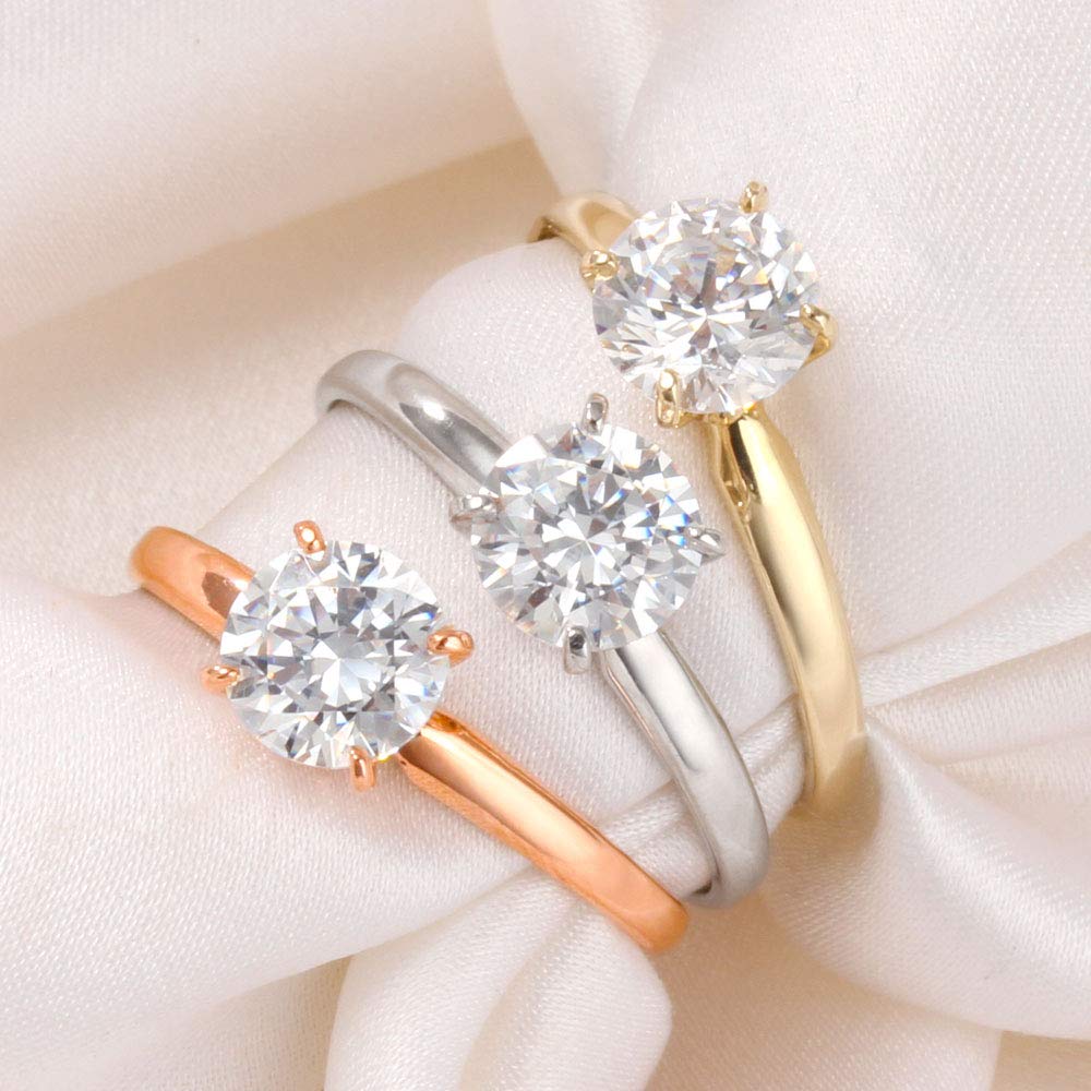 Z nového prstenu Bílé zlato 10K Jednoduchý prsten Zásnubní prsten Návrh na ruku Snubní prsten Dárkový prsten pro ženy [Dárkový York] Dámský 0,85ct