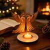Religious Themed Ornaments Wooden Candle Holder Praying Angel Tabletop Tealight Stand Engraved Wood Decorative Candlestick for Mantel