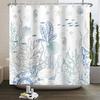 Nautical Coastal Shower Curtain Starfish Coral Seashell Beach Ocean Bathroom Curtain Underwater Marine Waterproof Bath Curtain