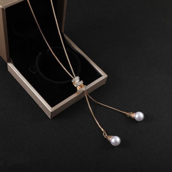 Adjustable Long Pendant Necklace with Extender Chain Minimalist Alloy Jewelry for Women Elegant Layering Piece for Sweaters Dresses