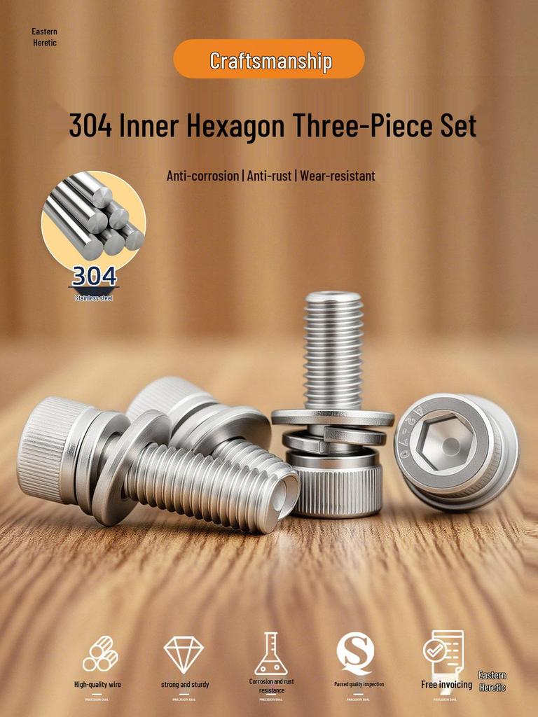 304 Stainless Steel Hex Socket Cup Head Screws (M2-M10)