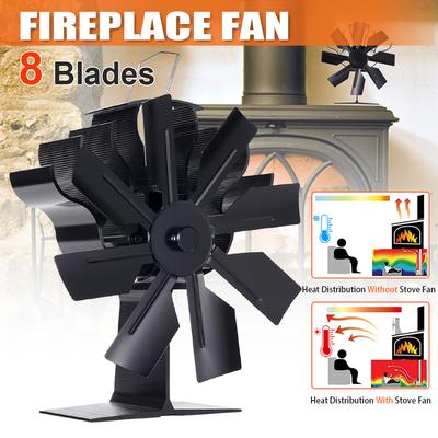 8 Blade Thermal Fireplace Fan Standing Classic Log Wood Burner Eco-fan Quiet Fireplace Fan Home Winter Warm Heat Distribution