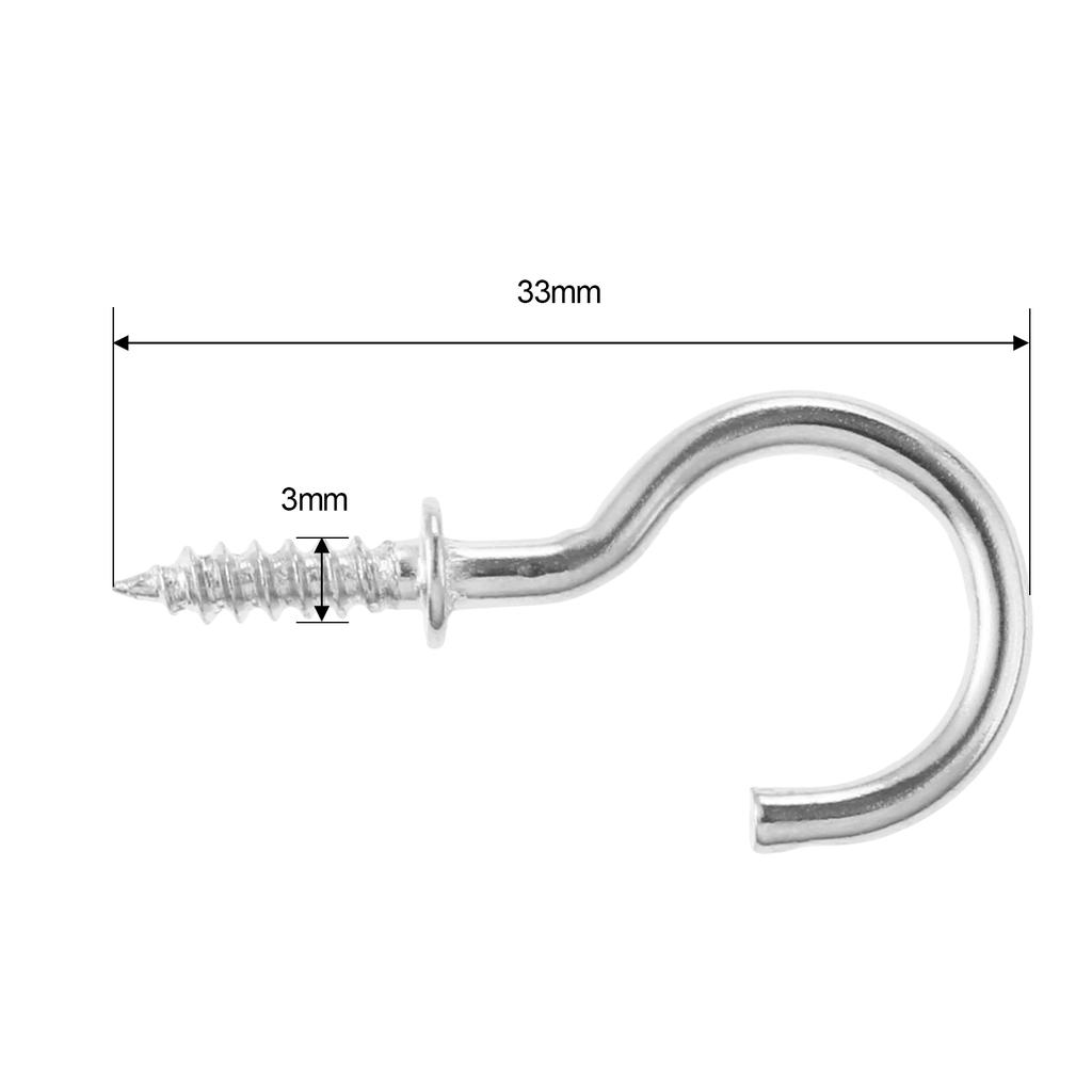 20Pcs Ceiling Cups Hook Picture Frame Lamp Light Curtain Eyebolt Screw in Spiral Hanger Self-Tapping Screw Hook 20/23/29/33/38mm