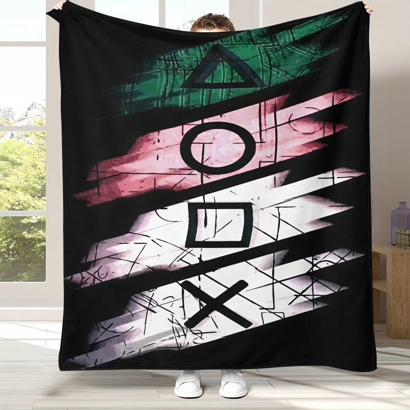 Cartoon Game Gamer Zone Controller Logo Flannel Blanket,Ultra Soft Warm Plush Throw for Home Bedroom Bed Sofa Cover Picnic gift