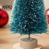 Small Christmas Tree Mini Bottle Brush Tree Artificial Miniature Tiny Sisal with Living Room Decor Wooden Base Winter Snow Frost Tabletop