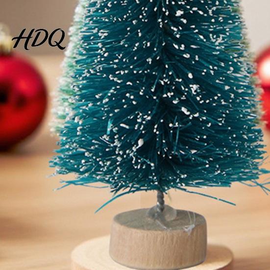 Small Christmas Tree Mini Bottle Brush Tree Artificial Miniature Tiny Sisal with Living Room Decor Wooden Base Winter Snow Frost Tabletop