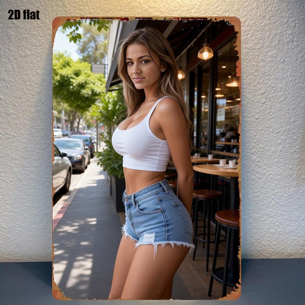 

Urban Street Style Tin Sign xin Metal Wall Art Waterproof Predrilled for Easy Hanging Durable Living Room Bedroom D 20x30cm