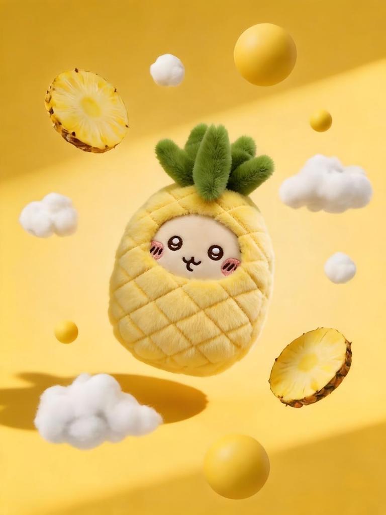 Self-Deprecating Bear Bubu Plush with Cute Fruit Outfit and Pendant