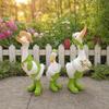 Estátuas de Ganso para Varanda de Jardim, Decoração Engraçada para Cerca de Quinta de Patos, Decoração de Ganso para Varanda em Resina, Esculturas e Estátuas de Animais para Exterior, Perfeito para Escadas de Jardim em Casa,