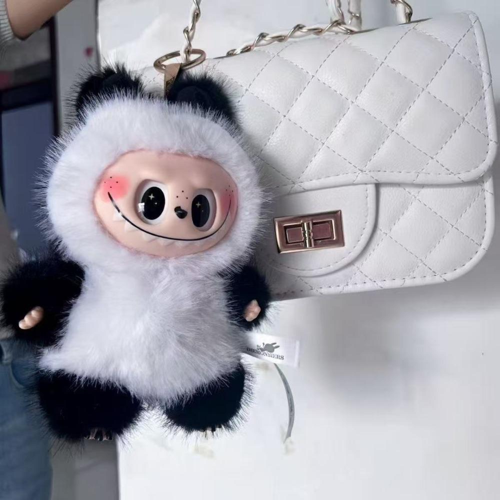 Ciondolo Bambola Faccia in Vinile Peluche Bambola Panda Carina Portachiavi Coppia Giocattolo alla Moda