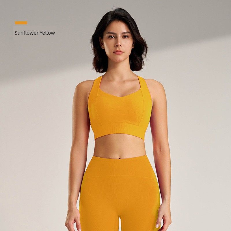 

Осень и Зима Спорт На открытом воздухе Фитнес Одежда для йоги Бюстгальтер Беговая майка Красивая спина Быстросохнущий бюстгальтер Пузырчатая упаковка Женское нижнее белье Лу Sunflower Yellow L
