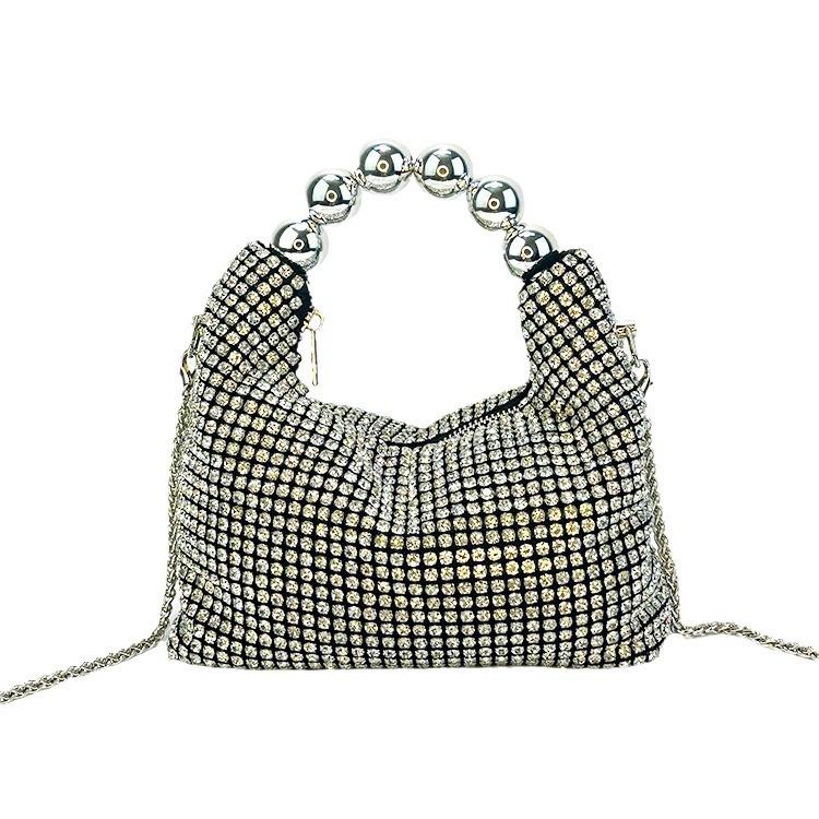 Full Diamond Shiny Ladies Handheld French Steel Ball Celebrity Dinner Bag Fashion Shoulder Bag